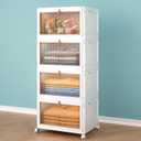 4 Tier Storage Bins with Lids, 23QT Stackable Closet Organizers and Storage with Wheels, Collapsible Storage Boxes, Foldable Plastic Storage Containers for Home,Office, Dorm Room (White)