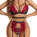 Avidlove Womens Lingerie Set Lace Bra and Panty Outfits Strappy Babydoll Wired Bra Underwear Set Large