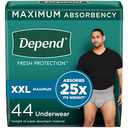 Depend Fresh Protection Adult Incontinence Underwear for Men, Disposable, Maximum, Extra-Extra-Large, Grey, 44 Count