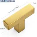 JOY DECOR 10 Pack Kitchen Cabinet Pulls & Handles, 2" Brushed Brass Cabinet Door Knobs with Single Hole, Stainless Steel Drawer Pulls, Kitchen Hardware