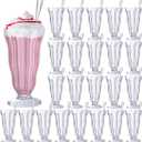 Maxcheck 24 Set Milkshake Glass 17 oz Sundae Glasses with Stainless Steel Spoons Old Fashioned Clear Soda Milkshake Cups Plastic Ice Cream Float Cups for Juice Tropical Drinks Party, 6.6 X 3.5 X 2.7 Inches
