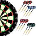 LinkVisions Dartboard with Staple-Free Bullseye, 18g Steel Tip Darts Set,12 Steel Tip Darts 18g, Dartboard Mounting Kits Included, 17.8"