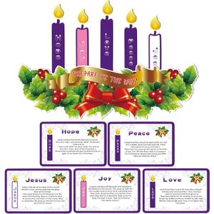 Spakon Magnetic Refrigerator Advent Wreath Candle Cutout Christmas Love Peace Hope Joy Jesus Cutout for Religious Advent Decoration