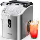 Silonn Nugget Ice Maker Countertop, Pellet Ice Machine with Self-Cleaning Function, Sonic Ice Maker Produces 33lbs of Chewable Ice in 24 Hours, Ideal for Home Kitchen and Office (Stainless Steel-17T)