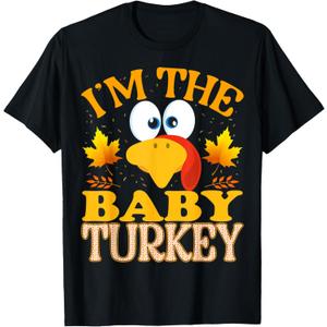 Thanksgiving I'm The Baby Turkey Matching T-Shirt, L 