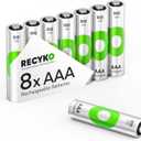 Rechargeable AAA Batteries 800mAh  Pre-Charged  Re-use 1000+ Times  Retains Power After 6 Years  Rechargeable NiMH Battery AAA  Pack of 8