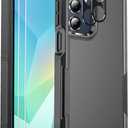 for Samsung Galaxy A16 5G Phone Case, [Military Grade Drop Protection] [Glass Screen Protector + Camera Lens Protector] Non-Slip Shockproof case (Black)