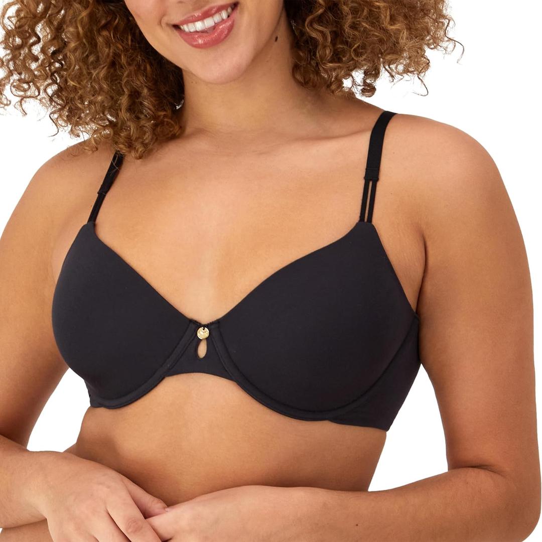Maidenform Women's Underwire, Everyday Luxe T-Shirt, Full Coverage Bra (34A, Black)