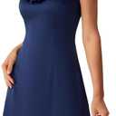 RIHOAS Women's Satin Sleeveless Mini Dress Backless V Neck Silky Cocktail Club Party Short Mini Dresses Navyblue (Blue, XS)