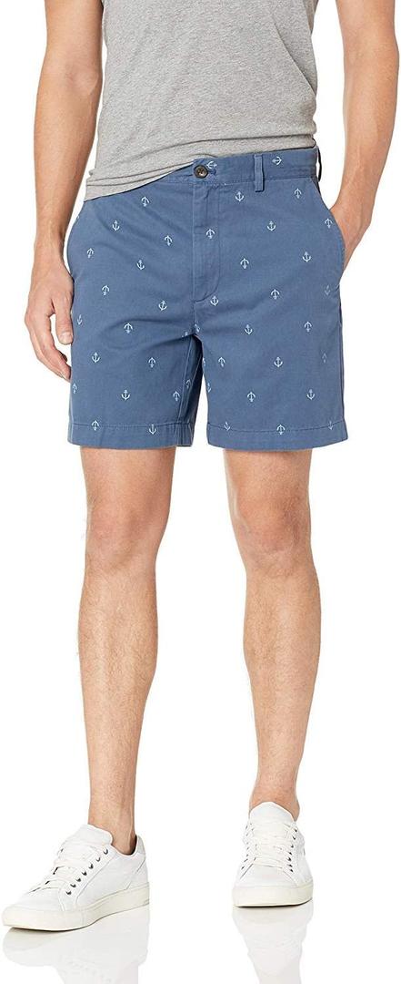 Amazon Essentials Mens Classic-Fit 7" Chino Shorts (33, Navy Anchor)