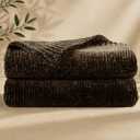 Chenille Throw Blanket for Couch, Cozy Soft Blanket Lightweight Decorative Throw for Living Room Sofa Chair, Stylish Home Decor, Ideal for Gifting, Dark Brown 50"x60"