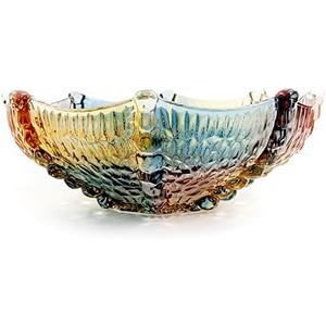 Weigeer EWEIGEER 10.7-inch High-Grade Crystal Glass Colorful Fruit Candy Snack Bowl, Art Glass Bowl Flower-Shaped, Cool Design