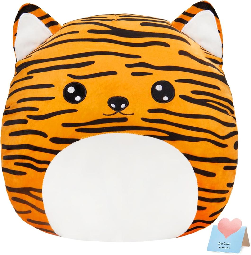 15 Cute Tiger Plush Pillow Stuffed Animal Super Soft Sofa Cushion Plush Toy Car Trip Home Decors Birthday Valentines Gift for Kids Grandson Daughter Son