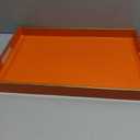 MAONAME Orange Serving Tray with Handles, Modern Decorative Trays for Coffee Table, Plastic Rectangular Trays for Ottoman, Bathroom, Halloween Decor, 15.8 x 10.2 x 1.4"