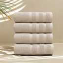Hearth & Harbor Luxury Hand Towels - 100% Ring Spun Cotton Hand Towels for Bathroom, Shower, Spa, Soft & Absorbent Towels, 4 Piece Set, Beige
