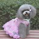Dog Dress Luxury Puppy Skirt Clothes Princess Dresses Wedding Evening Tutu Skirt Rose Flower Bowknot Dresses for Small Dog Girl M Pink