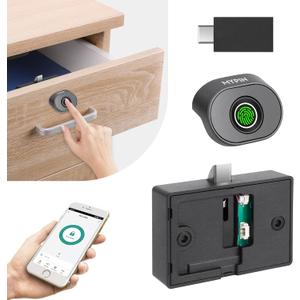Bluetooth Fingerprint Cabinet Lock, Smart Biometric Keyless Hidden File Drawer Wardrobe, Child Safety Electric DIY Wooden Furniture Privacy (Alloy Steel)