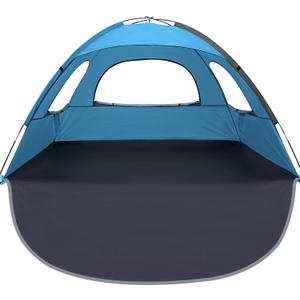 WhiteFang Beach Tent Anti-UV Portable Sun Shade Shelter for 3/4/6/8 Person, Extendable Floor with 3 Ventilating Mesh Windows Plus Carrying Bag, Stakes and Guy Lines (Blue)