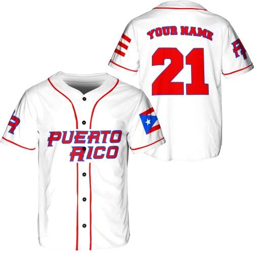 ThuhaTree Store Personalized Name & Number Sports Puerto Rico AOP Baseball Jersey Unisex M (Style 00)