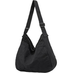 Canvas Tote Bag Casual Hobo Crossbody Shoulder Bag for Women and Men Large Purse Messenger Bag Travel Work (0-black)