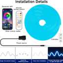 LED Neon Rope Lights, 19.68ft RGB LED Light Strip, 24V Music Sync App/Remote Control DIY Rope Light, IP67 Waterproof Gaming Neon Strip Lights for Bedroom Indoor Oudoor Dcor