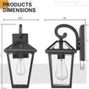 Outdoor Light Fixtures Wall Mount, Waterproof Exterior Wall Lanterns with Glass, Outside Wall Sconces, Front Porch Lights for House Garage Doorway Patio (Black, Clear Glass)