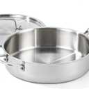 DELARLO 5QT Saute Pan Tri-Ply Stainless Steel Pan, 12Inch Deep Frying Pan with Steel cover, Kitchen Large Skillet,Heavy Duty Style Compatible With All Cooktops Up to 650