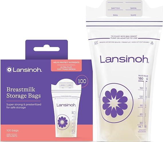 Lansinoh Breastmilk Storage Bags, 6 Ounce, 100 Count
Baby Essentials, Leak-Proof, Fast Freeze & Thaw Breast Milk Bags for Baby Bottle Feeding, Strength & Stretch