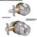 Lanwandeng 2 Sets All Keyed Same Entry Door Knob and Single Cylinder Deadbolt Combo Set, Round Ball Satin Nickel Exterior Door Knobs with Lock and Keys for Entrance and Front Door
