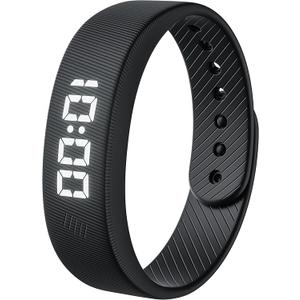 Gosasa Lightweight LED Digital Sport Watch Splash Resistant Pedometer with Vibrating Alarm USB Rechargeable Silicone Wristband for Men & Women (Black)