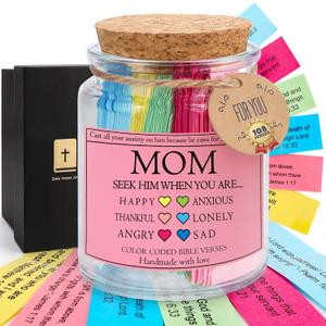 2 x Motehrs Day Birthday Gifts for Mom from Daughter Son, First Mother's Day for Mother, Bible Verse Jar Religious Baptisms Christian Xmas Presents for Mama Mommy First New Bonus Mother in Law Stepmom