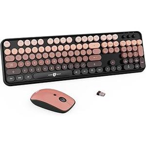 Wireless Keyboard Mouse Combo,104 Round Keys Cute Colorful Keyboard with Retro Typewriter Style,Letton Full Size Keyboard with Number Pad&Mouse with 3 DPI for PC Mac Laptop Computer Windows-Black Wireless Keyboard Mouse Combo,104 Round Keys Cute Colorful Keyboard with Retro Typewriter Style,Letton Full Size Keyboard with Number Pad&Mouse with 3 DPI for PC Mac Laptop Computer Windows-Black