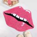 Panstar Pink Bathroom Rugs, Cute Lips Bath Mat Non Slip Lips Shaped Absorbent Bathtub Rug Bathroom Plush Shower Rugs, 1'6" x 2'1" 
