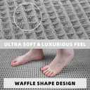 Set of 2 Waffle Bathroom Rugs, Super Absorbent Boho Bath Mats, Non-Slip Shower Mats for Bathroom Floor and Tub, Ultra Soft Waffle Weave Runner Mat, Quick Dry, Light Grey, 17x24+18x30 Inch