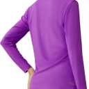 Women's Standard V-Neck UPF 50+ Long Sleeve Swim Rash Guard Shirt (Purple)