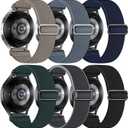6 Pack Stretchy Bands Compatible with Samsung Galaxy Watch 7 6 5 4 40mm 44mm/Galaxy Watch 6 4 Classic 42mm 46mm 43mm 47mm/Galaxy 5 Pro 45mm/Active 2, 20mm Elastic Nylon Sport Strap for Men Women (BlueGrey/Black/DeepGreen/Stone/Grey/MidnightBlue)