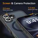 LATVIN for iPhone 16 Case, Magnetic Phone Cover, Compatible with MagSafe, Military Grade Protection, Translucent Matte Frosted Back, Black