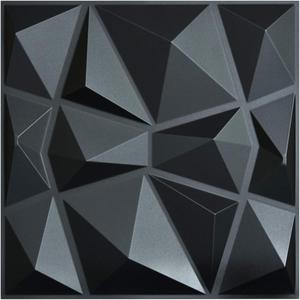 Art3d 3D Paneling Textured 3D Wall Design, Black Diamond, 19.7" x 19.7" (12 Pack)