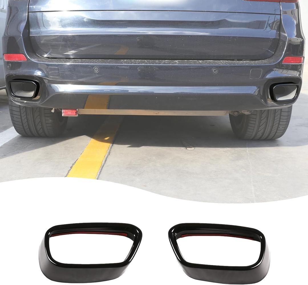 LLKUANG Car Tail Muffler Exhaust Pipe Output Cover Parts Compatible with BMW X5 F15 2014-2018 X6 F16 2015-2019 Stainless Steel Car Tail Pipe Trim Cover(for M Sports Version)