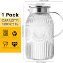 Bandesun Vintage Glass Pitcher with Lid, 128oz/ 1 Gallon Water Pitcher with Handle for Fridge Heat Resistant Borosilicate Water Jug, Carafe for Hot/Cold Coffee, Tea,Beverage 1Pack