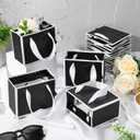 Yeaqee 50 Pcs Mini Metallic Paper Gift Bags with Handle 4x4.75x2.2'' Small Gift Bag DIY Tag Thank You Party Favor for Mother's Day Wedding Graduation Baby Shower Birthday Jewelry (Black,White)