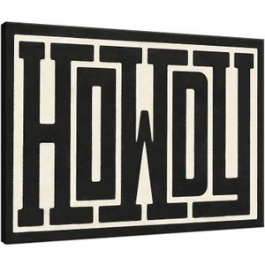 QIYFFBN Framed Funky Big Howdy Canvas Wall Art Western Modern Decor Black and White Southwestern Country Ranch Sign Picture Print Minimalism Trendy Farmhouse Living Room Art(24x36in Framed) (36L" x 24W")