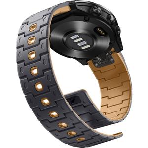 Bandletic Compatible with Garmin Fenix 6X/7X Band, 26mm Quickfit Soft Silicone Magnetic Watch Band Replacement for Fenix 8 51mm/7X 6X Pro/5X Plus/3/Instinct 2X/Enduro/Tactix/Descent MK2i Smartwatches (Anthracite Gray/Ochre)
