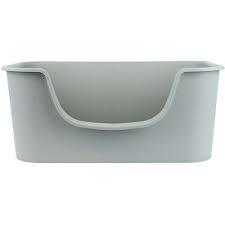 LoopTime Small Cat Litter Box with High Sides,Cat Boxes for Indoor Cats,Cat Litter Pan for Kitty,Litter Box with Low Entry,Easy to Clean,Anti-Splashing (Grey)