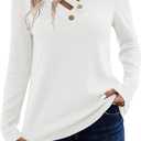 LOLONG Womens Long Sleeve V Neck T Shirts 2025 Casual Basic Ribbed Knit Work Tops (XX-Large)