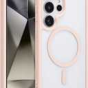 RALEAVO for Samsung Galaxy S24 Ultra Case Strong Magnetic Clear Cover [Compatible with Magsafe] Slim Shockproof Protective Phone Cover for S24 Ultra Phone Case with Transparent Hard Back,Pink