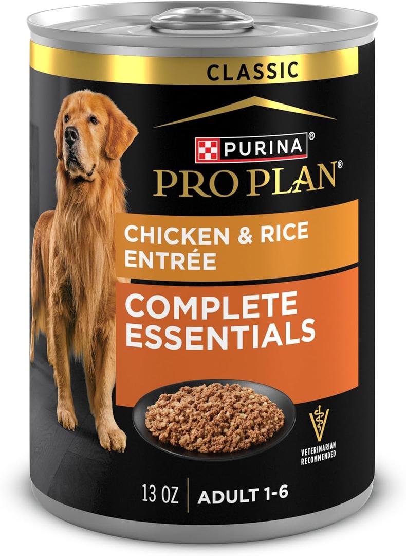 Purina Pro Plan Complete Essentials Classic Pate Dog Food, Chicken and Rice Entre - (Pack of 12) 13 oz. Cans (EXP 03/01/28)