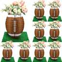 8 Pcs 12 Inches Football Table Centerpiece Paper Lantern with 8 Pcs Fake Grass Squares Football Centerpiece Decoration Set Paper Sports Ball Lantern Faux Grass Turf Patch Game Party Supplies