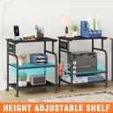 YAOHUOO 3 Tier Large Printer Stand with Power Outlet/Adjustable Storage Shelf, Rolling Cart with Wheels, Printer Table for Home Office 3D Printer/Heat Press/Laster, 22"15" Black