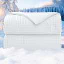 Waffle Weave Cooling Comforter King Size, Q-Max 0.45 Reversible Cooling Blanket for Hot Sleepers, Breathable Lightweight Silk Smooth Summer Bedding, Quilted Ice Blanket, White